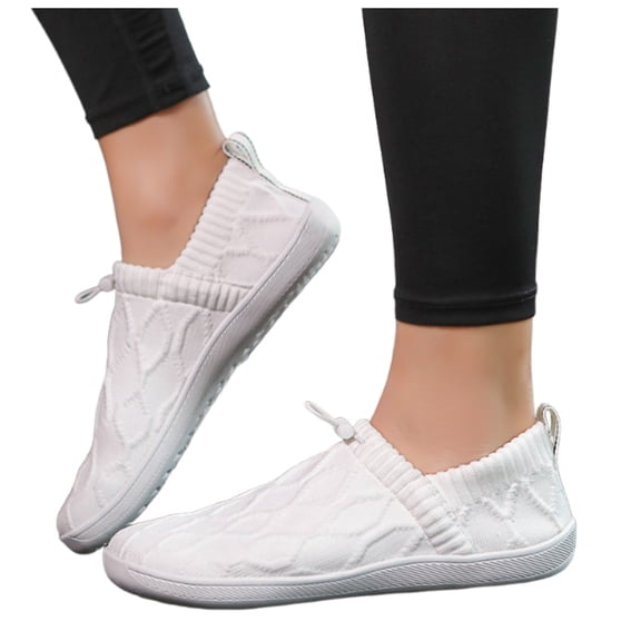 Dakaela Mens Walking Shoes for Men Athletic Slip on Sneakers Breathable Mesh Knit Running Flats White 11