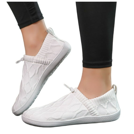 Dakaela Mens Walking Shoes for Men Athletic Slip on Sneakers Breathable Mesh Knit Running Flats White 11