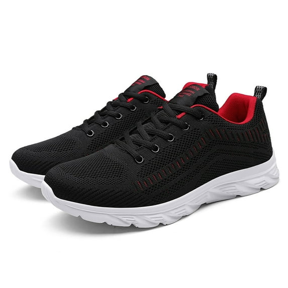 Dakaela Mens Walking Sneakers Lightweight Mesh Slip on Running Shoes Gym Tennis Shoe for Men Red 8.5