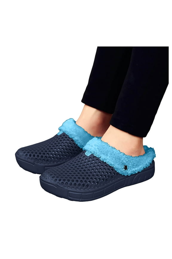 Mens Womens Fleece Lined Clogs Waterproof Winter Walking Garden Shoes Non Slip Fuzzy Mule Slippers