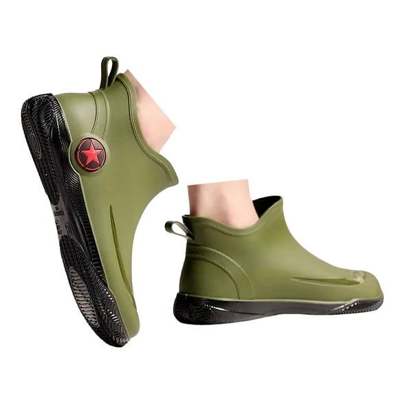 Dakaela Mens Womens Rain Boots Casual Ankle Deck Booties Waterproof Anti-Slip Mud Garden Work Shoes