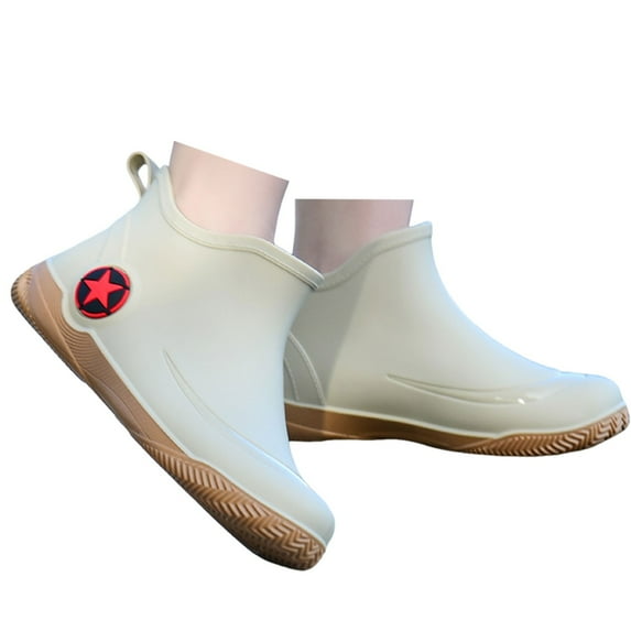 Dakaela Mens Womens Rain Boots Casual Ankle Deck Booties Waterproof Anti-Slip Mud Garden Work Shoes