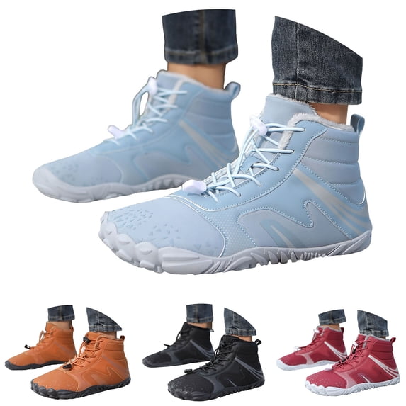 Dakaela Mens Womens Winter Hiking Boots Wide Toe Box Warm Barefoot Snow Booties Fleece Lined Zero Drop Non Slip Ankle Sneakers