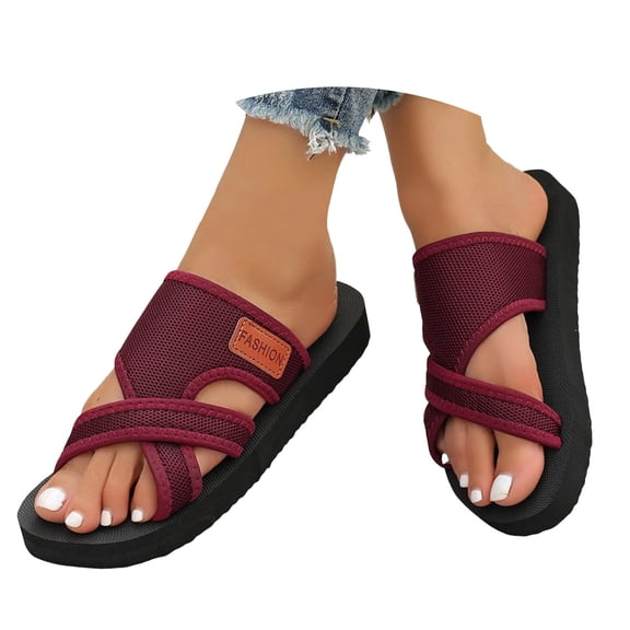 Dakaela Orthopedic Sandals for Women Hollow Mesh Slide Sandal Arch Support Summer Beach Shoes Red 9