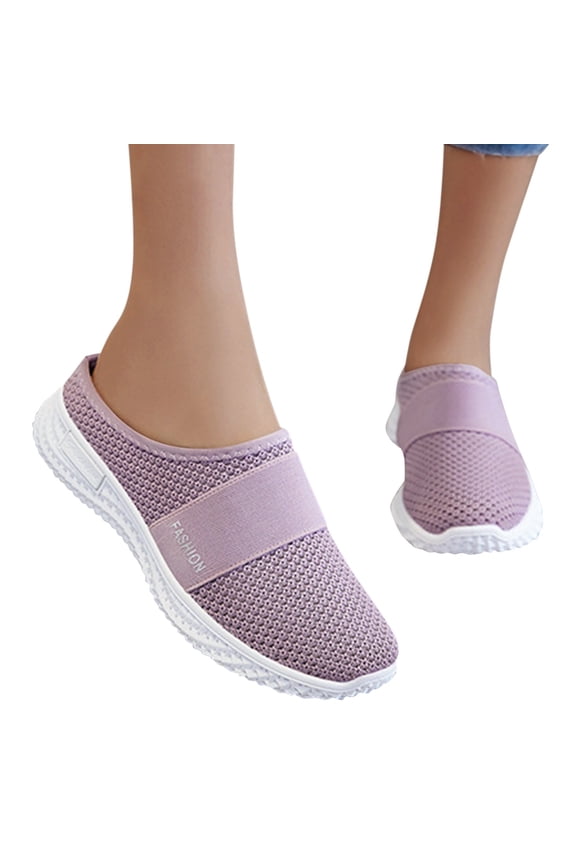 Mules Shoes for Women 2025 Backless Walking Sneakers Summer Slip on Orthopedic Slippers Purple 7.5