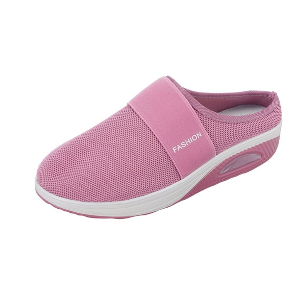 Dakaela Mules for Women 2025 Summer Mesh Slip on Shoes Air Cushion Orthopedic Backless Sneakers Pink 8.5