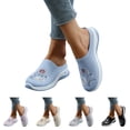 thumbnail image 1 of Dakaela Mules for Women 2026 Summer Woven Slip on Walking Sneakers Flower Embroidery Orthopedic Closed Toe Slides with Arch Support Beige 6, 1 of 9