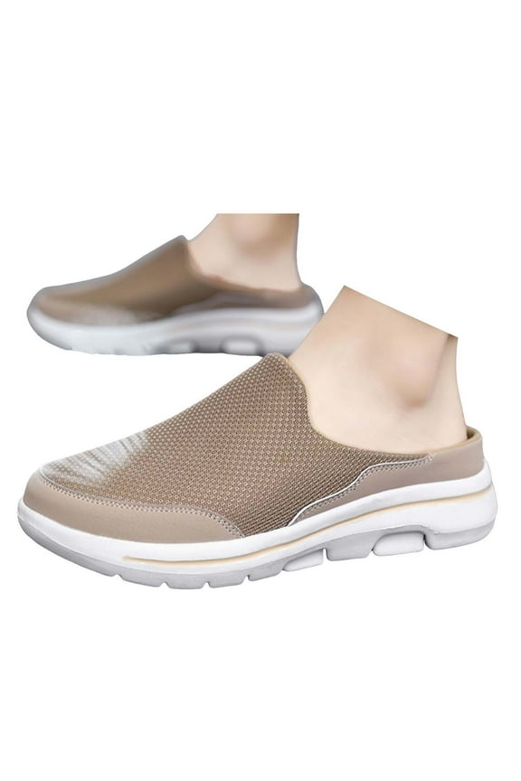 Mules for Women Arch Support Slip on Backless Sneakers Orthopedic Clogs Walking Shoes Brown 11.5