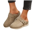 thumbnail image 1 of Dakaela Mules for Women Comfortable Slip on Closed Toe Clogs Memory Foam Wedge Slides Summer Casual Wprk Walking Platform Sandals Khaki 7, 1 of 7
