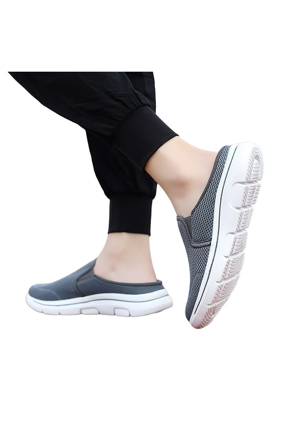 Mules for Women Lightweight Slip on Sneakers Knit Mesh Open Back Walking Running Tennis Flats