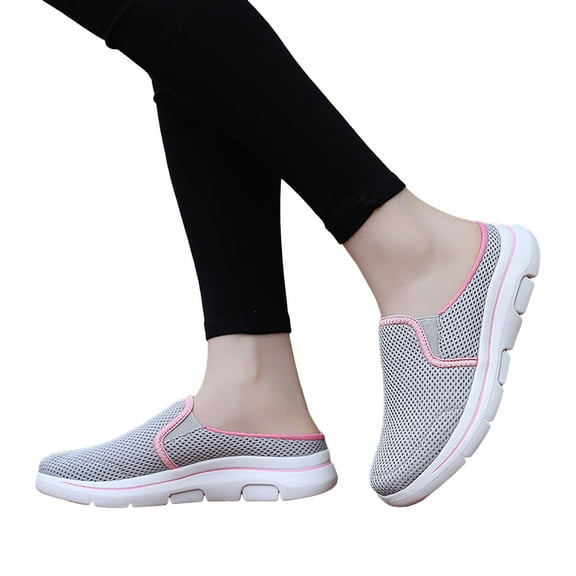 Dakaela Mules for Women Lightweight Slip on Sneakers Knit Mesh Open Back Walking Running Tennis Flats