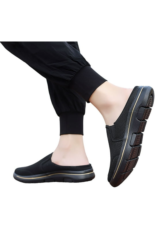 Mules for Women Lightweight Slip on Sneakers Knit Mesh Open Back Walking Running Tennis Flats