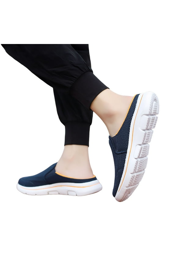 Mules for Women Lightweight Slip on Sneakers Knit Mesh Open Back Walking Running Tennis Flats
