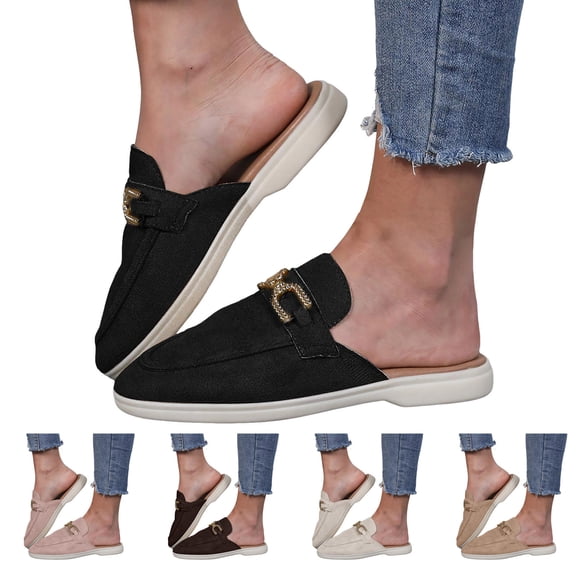 Dakaela Mules for Women Suede Slip on Flats Shoes Comfortable Closed Toe Backless Dress Slides Loafers 2026 for Business Work Casual Pink 6