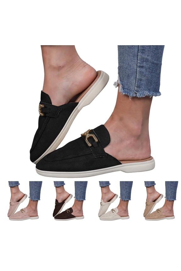 Mules for Women Suede Slip on Flats Shoes Comfortable Closed Toe Backless Dress Slides Loafers 2026 for Business Work Casual Pink 6