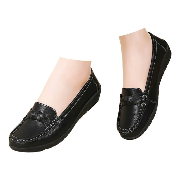 Dakaela Nurse Loafer for Womens Low Wedge Casual Walking Slip on Shoes Business Work Flat Loafers