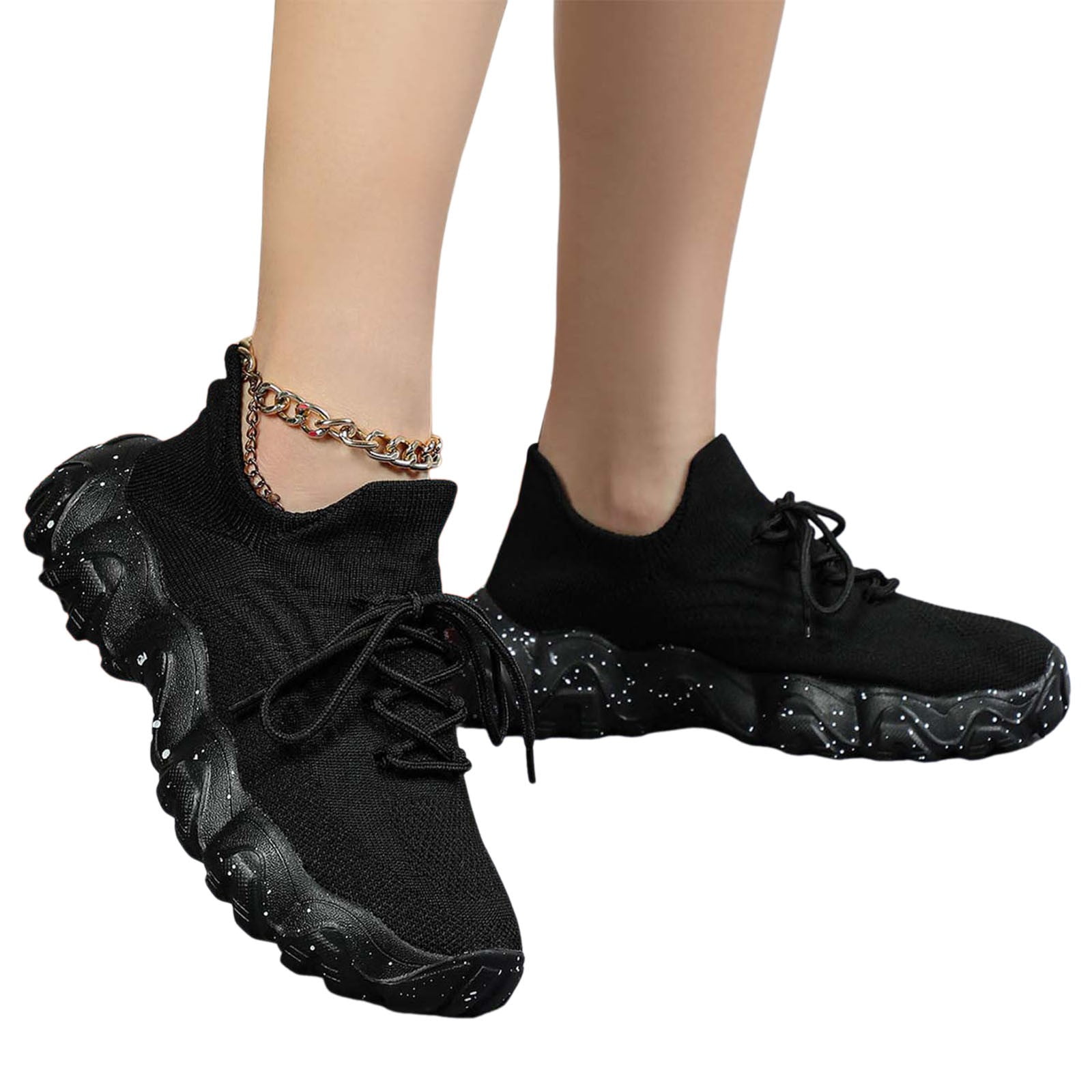 Dakaela Nurse Shoes for Women Classic Mesh Breathable Lightweight Non Slip Orthopedic Sneakers Black 7