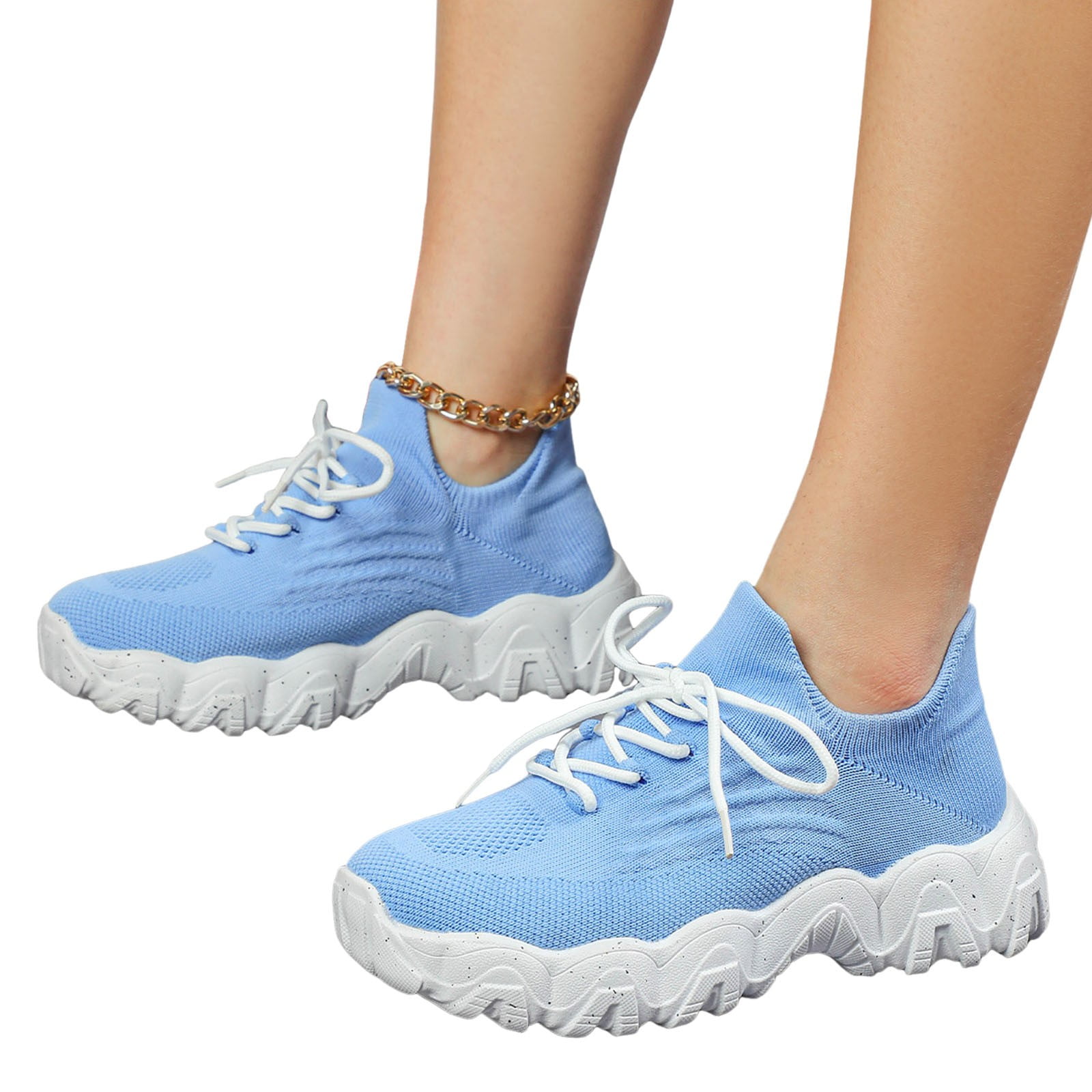 Dakaela Nurse Shoes for Women Classic Mesh Breathable Lightweight Non Slip Orthopedic Sneakers Blue 10
