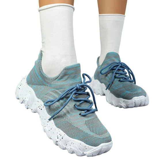 Dakaela Nurse Shoes for Women Classic Mesh Breathable Lightweight Non Slip Orthopedic Sneakers Blue 9.5