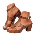 thumbnail image 1 of Dakaela Orthopedic Chunky Heeled Sandals for Women Ankle Strap Slingback Dress Heels Comfortable Summer Pumps Shoes Size 6-10 Brown, 1 of 9