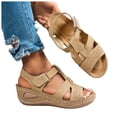 thumbnail image 1 of Dakaela Orthopedic Sandals for Women 2026 Summer Dressy Strappy Platform Wedge Sandal with Arch Support Open Toe Slip on Beach Walking Casual Shoes Size 6-10 Brown, 1 of 9