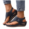 thumbnail image 1 of Dakaela Orthopedic Sandals for Women 2026 Summer Slip on Beach Wedge Flip Flops Dressy Arch Support Casual Slides with Elastic Back Strap Navy Size 9, 1 of 6