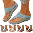 thumbnail image 1 of Dakaela Orthopedic Sandals for Women 2026 Wide Width Summer Slip on Beach Flip Flops Arch Support Dressy Casual Wedge Walking Shoes Size 6-10 Black, 1 of 9