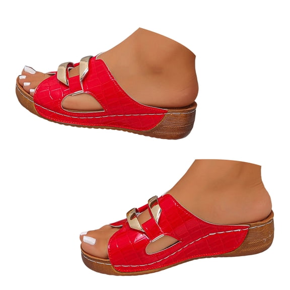 Dakaela Orthopedic Sandals for Women Arch Support Open Toe Slide Slippers Wedge Platform Walking Shoes