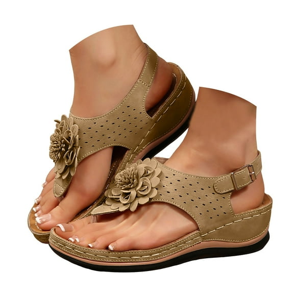 Dakaela Orthopedic Sandals for Women Arch Support Wedge Flip Flops 2025 Summer Shoes with Back Strap