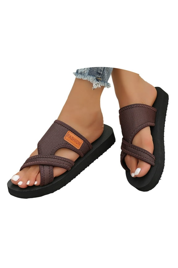 Orthopedic Sandals for Women Hollow Mesh Slide Sandal Arch Support Summer Beach Shoes Brown 8.5