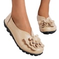thumbnail image 1 of Dakaela Orthopedic Shoes for Women Leather Flowers Arch Support Flats Slip On Loafers No Heel Round Toe Wide Width Casual Sneakers,Gold 8.5, 1 of 4