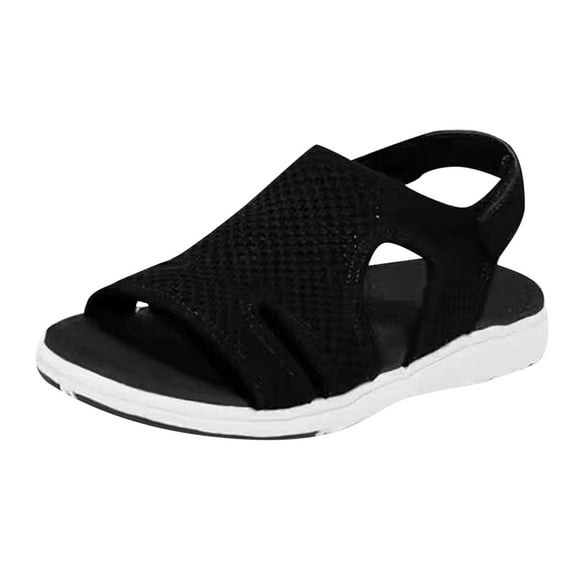 Dakaela Orthopedic Walking Sandals for Women Black Arch Support Athletic Sport Slip on Shoes Sneakers