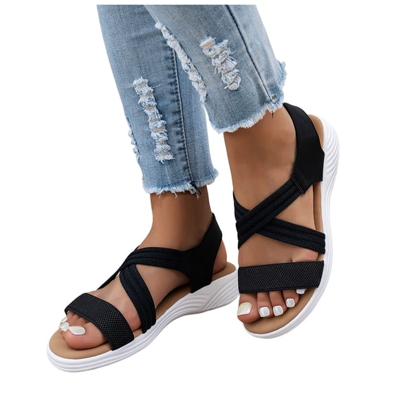 Dakaela Orthopedic Walking Sandals for Women with Arch Support Comfortable Plantar Fasciitis Orthotic Casual Shoes for Summer Beach Black 8