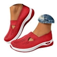 thumbnail image 1 of Dakaela Orthopedic Walking Shoes for Women Red Arch Support Slip on Sneakers Woven Casual Sports Shoes, 1 of 5