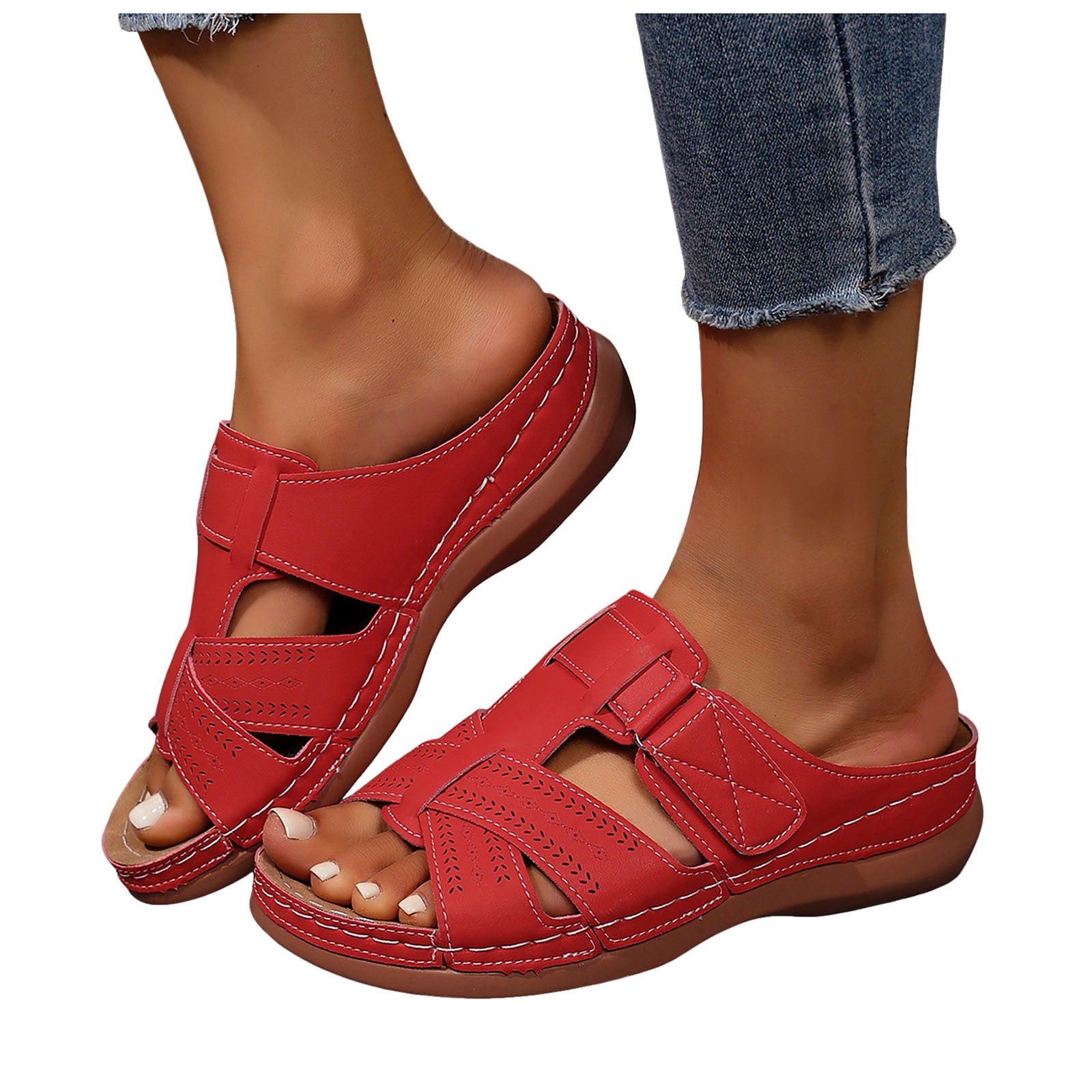 Dakaela Orthopedic Wedge Sandals for Women Open Toe Wide Width Summer ...