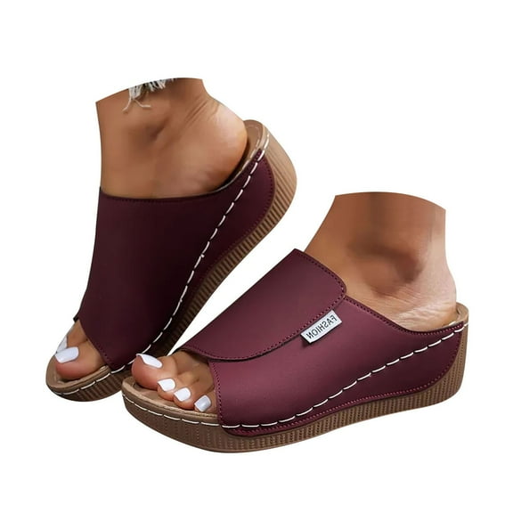 Dakaela Orthopedic Wedge Sandals for Women 2025 Breathable Summer Platform Slip on Walking Slippers