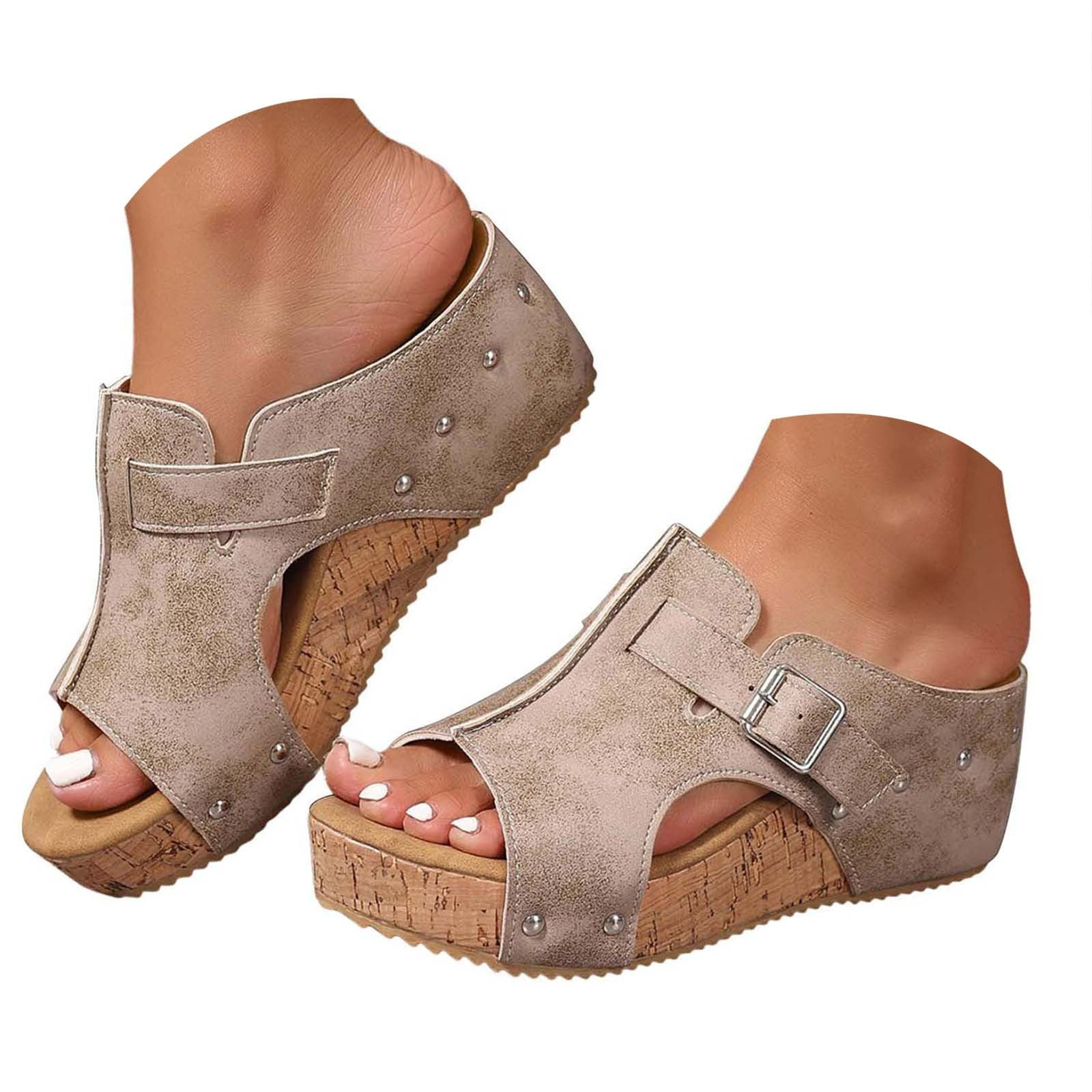 Dakaela Cork Wedge Sandals for Women Thick Sole Comfy  display picture 1