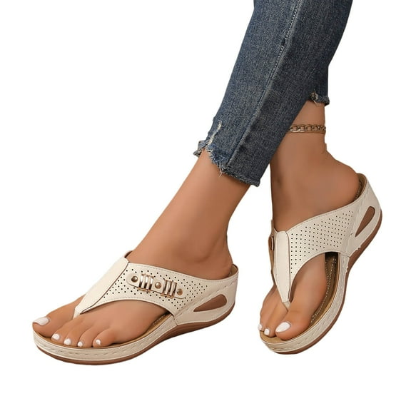 Dakaela Orthopedic Wedge Sandals for Women 2025 Summer Dressy Flip Flops Open Toe Platorm Slide Shoes