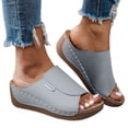 thumbnail image 1 of Dakaela Orthopedic Wedge Sandals for Women 2026 Comfortable Casual Platform Summer Beach Vacation Slides with Arch Support Size 6-10 Grey, 1 of 5