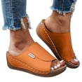 thumbnail image 1 of Dakaela Orthopedic Wedge Sandals for Women 2026 Comfortable Casual Platform Summer Beach Vacation Slides with Arch Support Size 6-10 Orange, 1 of 5