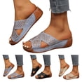 thumbnail image 1 of Dakaela Orthopedic Wedge Sandals for Women 2026 Rhinestone Arch Support Platform Open Toe Slip on Summer Casual Dressy Walking Shoes Size 6-10 Black, 1 of 9