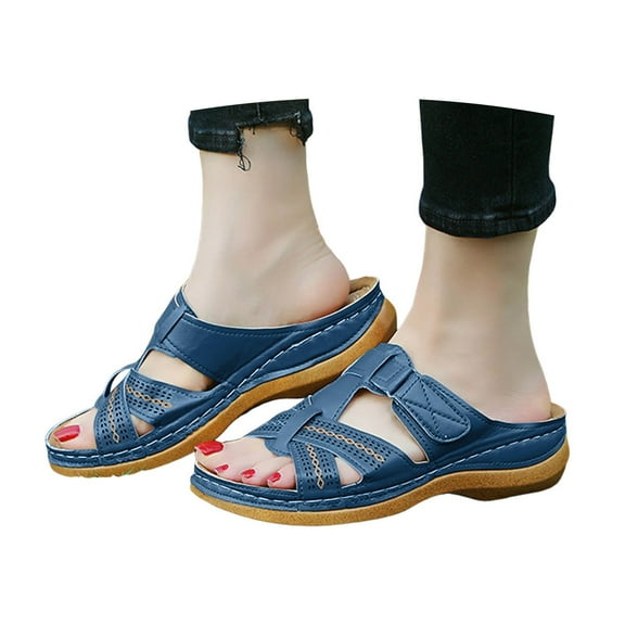 Dakaela Orthopedic Wedge Sandals for Women Summer Dressy Open Toe Ankle Strap Platform Slide Shoes