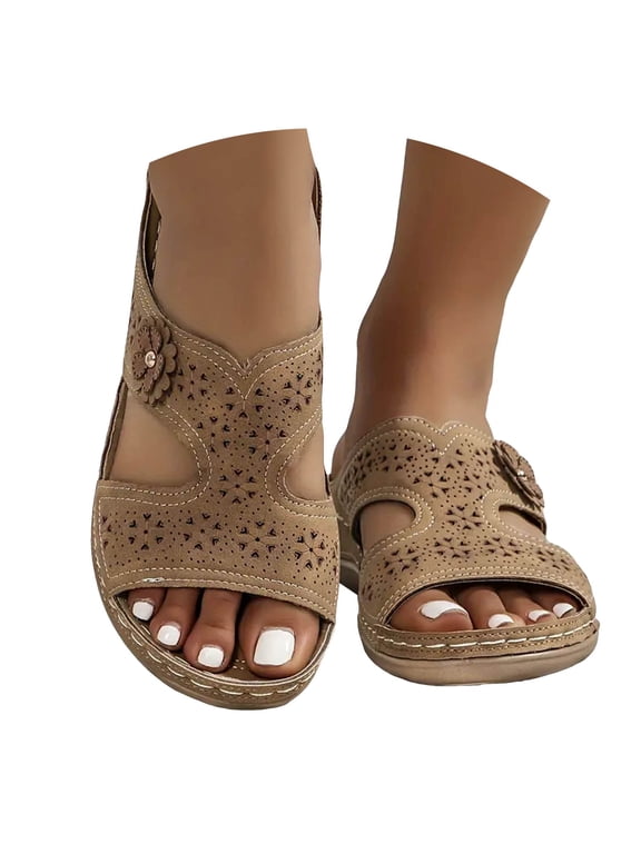 Womens Orthotic Slides Arch Support Slip on Wedge Sandals Plantar Fasciitis Walking Shoes