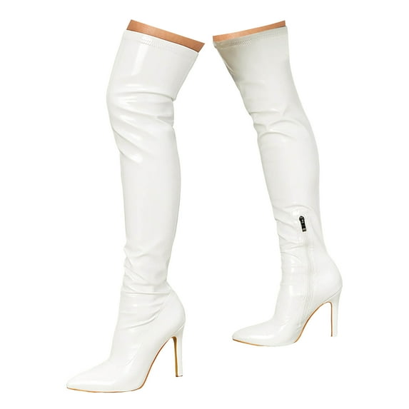Dakaela Over the Knee High Boots for Women Sexy Zipper Pointed Toe Stretch Stiletto Long Boot Shoes