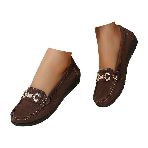 Dakaela Penny Loafers for Women Business Casual Walking Flats Suede Comfortable Work Slip on Shoes