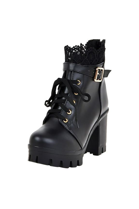 Platform Boots for Women Chunky High Heel Goth Ankle Booties Lace Lolita Dress Punk Shoes