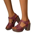 thumbnail image 1 of Dakaela Platform Heeled Sandals Womens Ankle Strap Wedge High Heels Cutout Summer Dressy Walking Pumps Shoes with Arch Support Size 9, 1 of 9