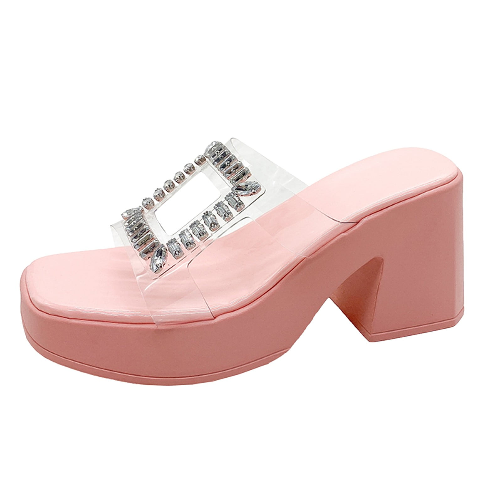 Dakaela Platform Heels for Women Fashion Comfort Slip on Square Toe ...