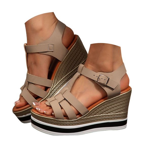 Dakaela Platform Sandals Women Comfortable Espadrille Wedge High Heels Ladies Open Toe Dressy Shoes