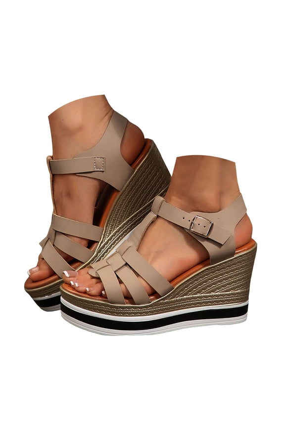 Platform Sandals Women Comfortable Espadrille Wedge High Heels Ladies Open Toe Dressy Shoes